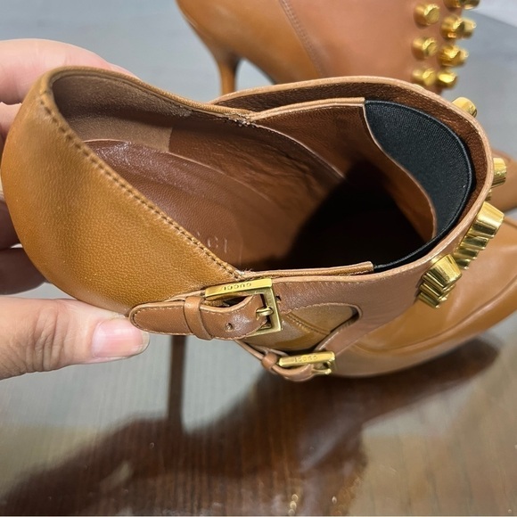 GUCCI gold studded TOM women’s ankle booties with super sexy 4” stilettos 7.5 - Picture 7 of 14